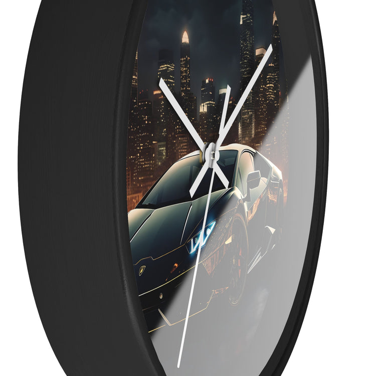 Wall Clock, Black Lamborghini exotic fancy sexy entrepreneur bachelor home wall room decor gift