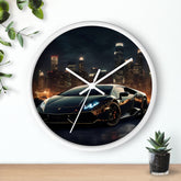 Wall Clock, Black Lamborghini exotic fancy sexy entrepreneur bachelor home wall room decor gift