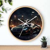 Wall Clock, Black Lamborghini exotic fancy sexy entrepreneur bachelor home wall room decor gift