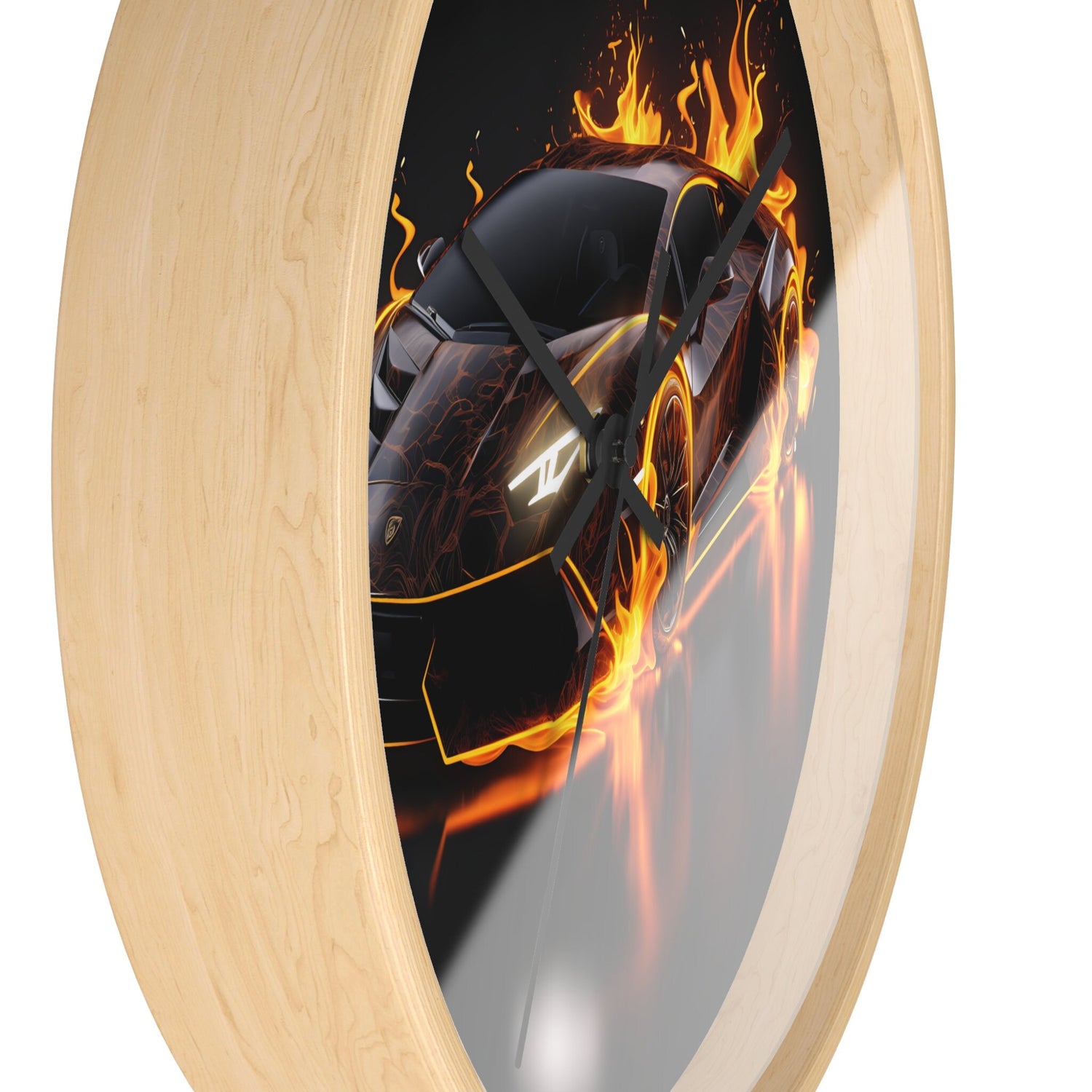 Wall Clock, Exotic black AI Car design portrait teen dorm room bedroom wall clock art decor great for pool room and man cave