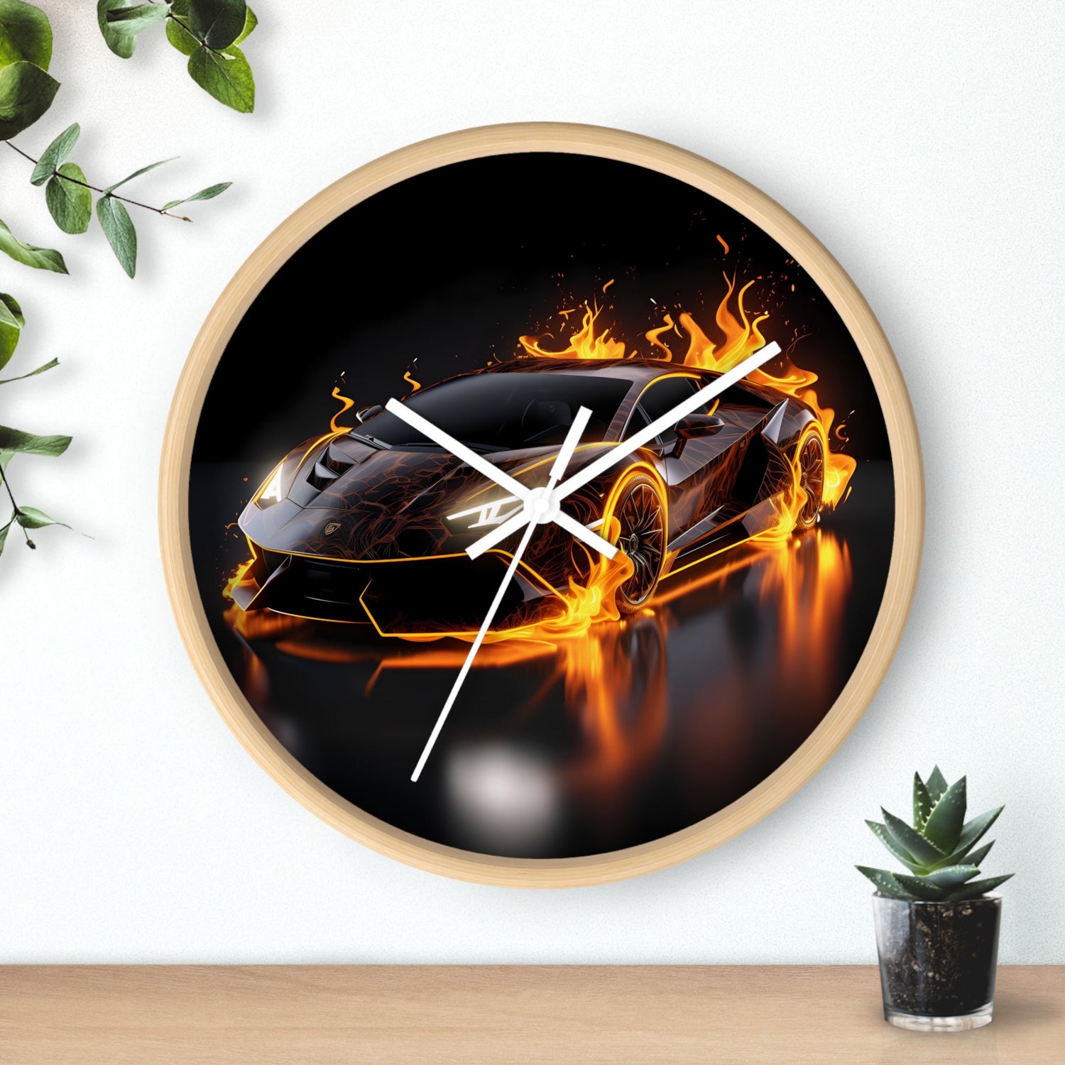 Wall Clock, Exotic black AI Car design portrait teen dorm room bedroom wall clock art decor great for pool room and man cave