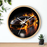 Wall Clock, Exotic black AI Car design portrait teen dorm room bedroom wall clock art decor great for pool room and man cave
