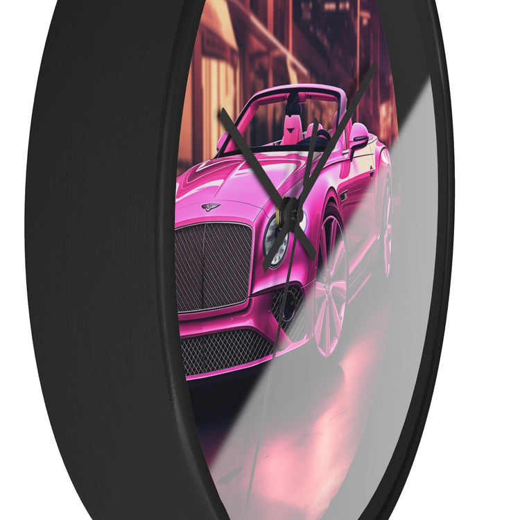 Wall Clock, Pink Bentley exotic vibrant fancy Barbie car design for bedroom hallway living room office upscale luxury wall art home decor