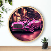 Wall Clock, Pink Bentley exotic vibrant fancy Barbie car design for bedroom hallway living room office upscale luxury wall art home decor