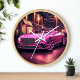 Wall Clock, Pink Bentley exotic vibrant fancy Barbie car design for bedroom hallway living room office upscale luxury wall art home decor