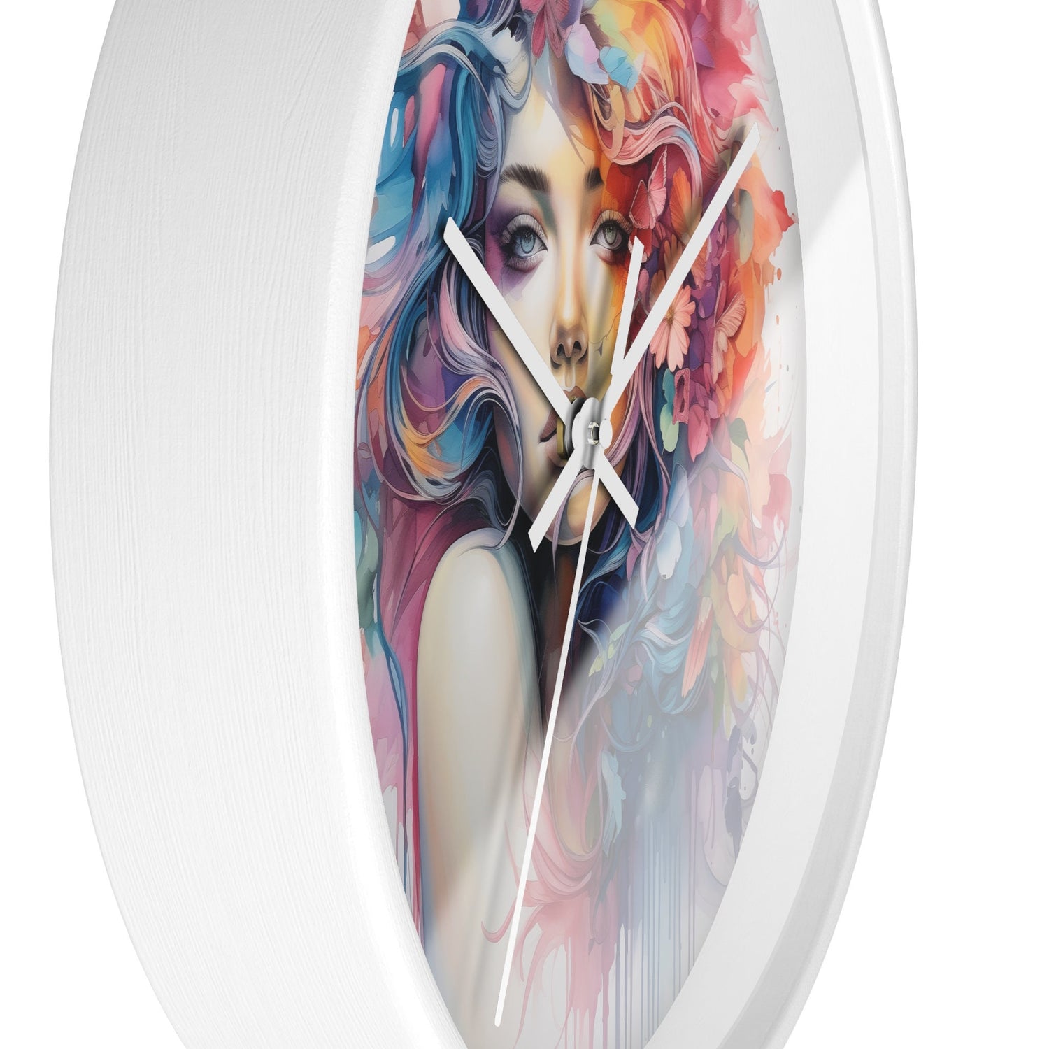 Wall Clock, Cool AI modern day home office restaurant beauty salon colorful female art wall clock design