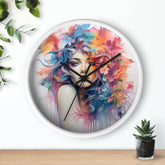 Wall Clock, Cool AI modern day home office restaurant beauty salon colorful female art wall clock design