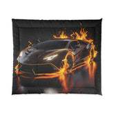 Comforter, Racing Car Portrait, Gift for Car Enthusiast ,Race Car Driver gift, bachelor room decor, young man Bed spread, Gift for Son