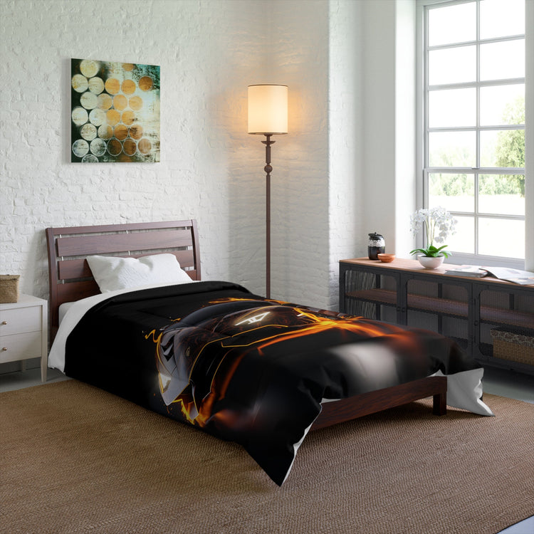 Comforter, Racing Car Portrait, Gift for Car Enthusiast ,Race Car Driver gift, bachelor room decor, young man Bed spread, Gift for Son