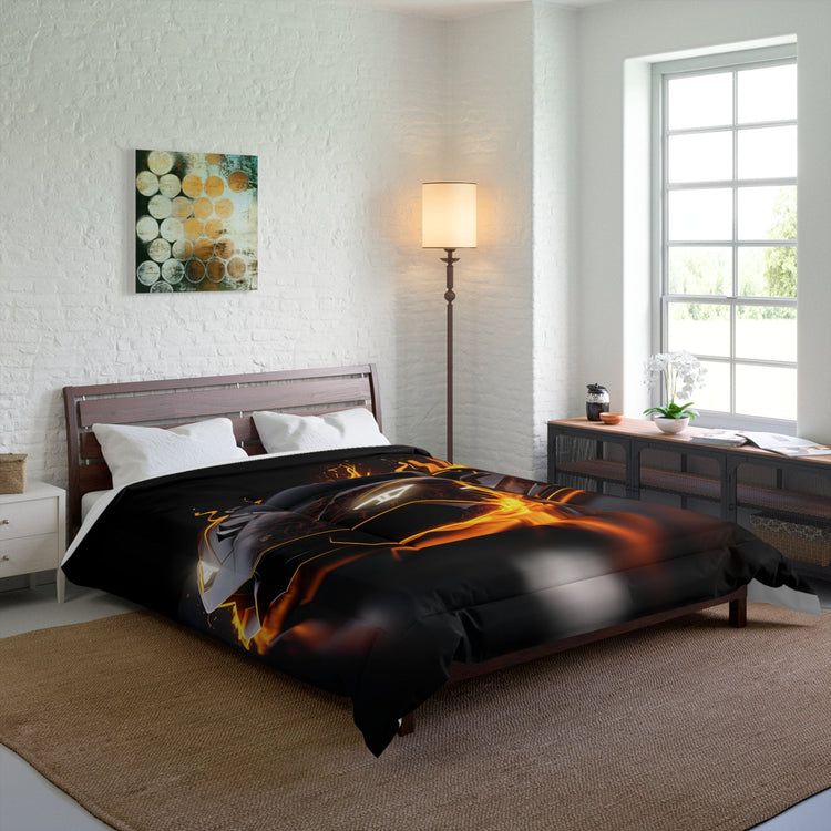 Comforter, Racing Car Portrait, Gift for Car Enthusiast ,Race Car Driver gift, bachelor room decor, young man Bed spread, Gift for Son