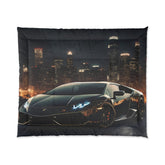 Comforter, Black Designer Quilt, Lamborghini Style Art, Fancy Cozy Warm Weather Comforter, Unique Bedspread for Teen Room