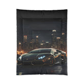 Comforter, Black Designer Quilt, Lamborghini Style Art, Fancy Cozy Warm Weather Comforter, Unique Bedspread for Teen Room