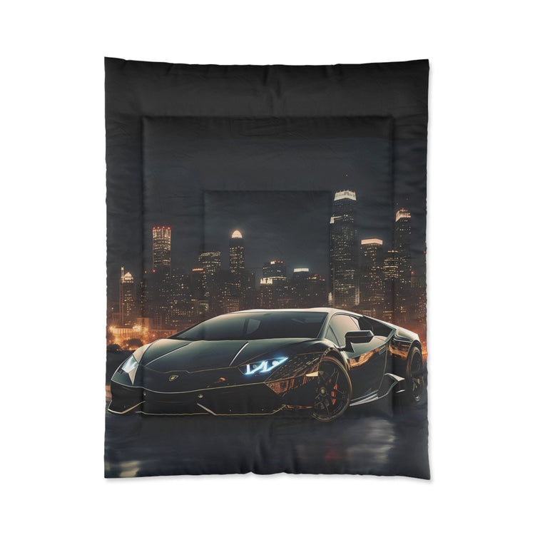 Comforter, Black Designer Quilt, Lamborghini Style Art, Fancy Cozy Warm Weather Comforter, Unique Bedspread for Teen Room