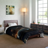 Comforter, Black Designer Quilt, Lamborghini Style Art, Fancy Cozy Warm Weather Comforter, Unique Bedspread for Teen Room