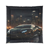 Comforter, Black Designer Quilt, Lamborghini Style Art, Fancy Cozy Warm Weather Comforter, Unique Bedspread for Teen Room