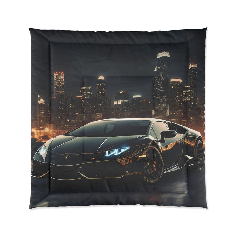 Comforter, Black Designer Quilt, Lamborghini Style Art, Fancy Cozy Warm Weather Comforter, Unique Bedspread for Teen Room