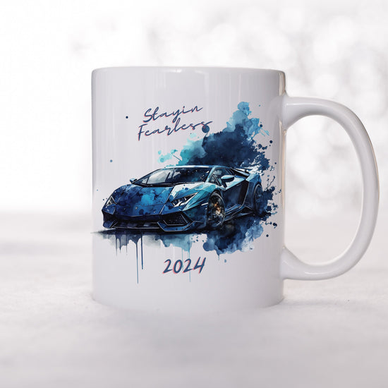 Ceramic Mug 11oz, Uplifting Coffee Mug, 2024 Inspirational items, New Year Coffe Mug, Gift for Son, Male Bday Gift, Lamborghini Design