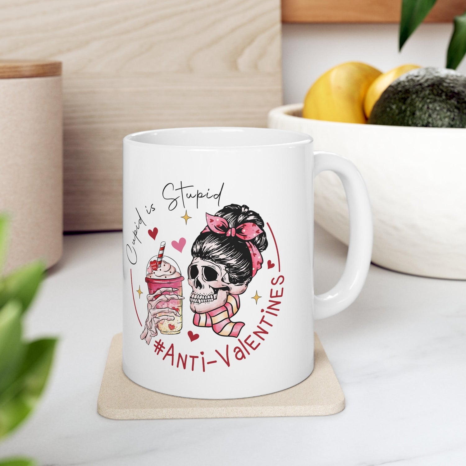 Ceramic Mug 11oz, AntiValentine Mug, Pink White Coffee Mug, BBF Valentine gift, Valentine Hater Mug, Humorousn Mug, Expressive Mug