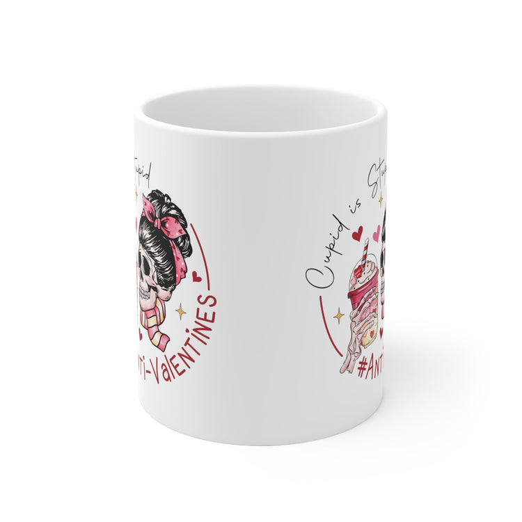 Ceramic Mug 11oz, AntiValentine Mug, Pink White Coffee Mug, BBF Valentine gift, Valentine Hater Mug, Humorousn Mug, Expressive Mug