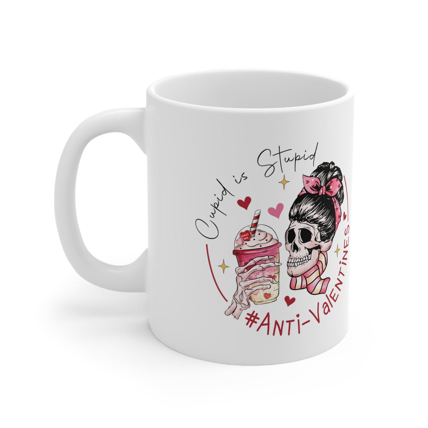 Ceramic Mug 11oz, AntiValentine Mug, Pink White Coffee Mug, BBF Valentine gift, Valentine Hater Mug, Humorousn Mug, Expressive Mug