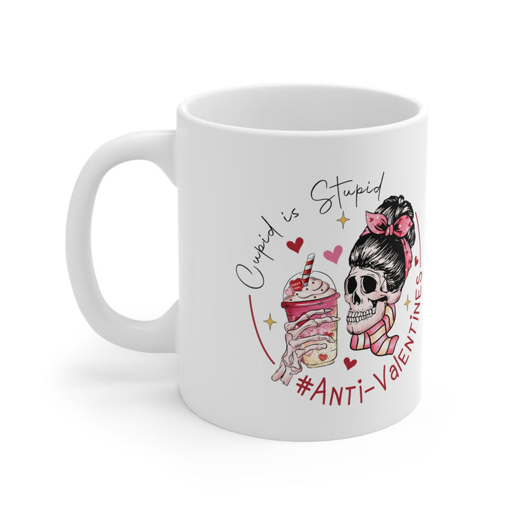 Ceramic Mug 11oz, AntiValentine Mug, Pink White Coffee Mug, BBF Valentine gift, Valentine Hater Mug, Humorousn Mug, Expressive Mug