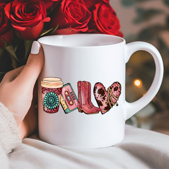 Taza de cerámica de 11 oz, taza de café de San Valentín, regalo especial de San Valentín, taza de chica vaquera, regalo para amante de los caballos, chica de campo, regalo para ella