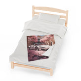 Velveteen Plush Blanket, White Lamborghini Valentines lover soft shade of pink stylish winter warm cozy couch bed throw great for wifey