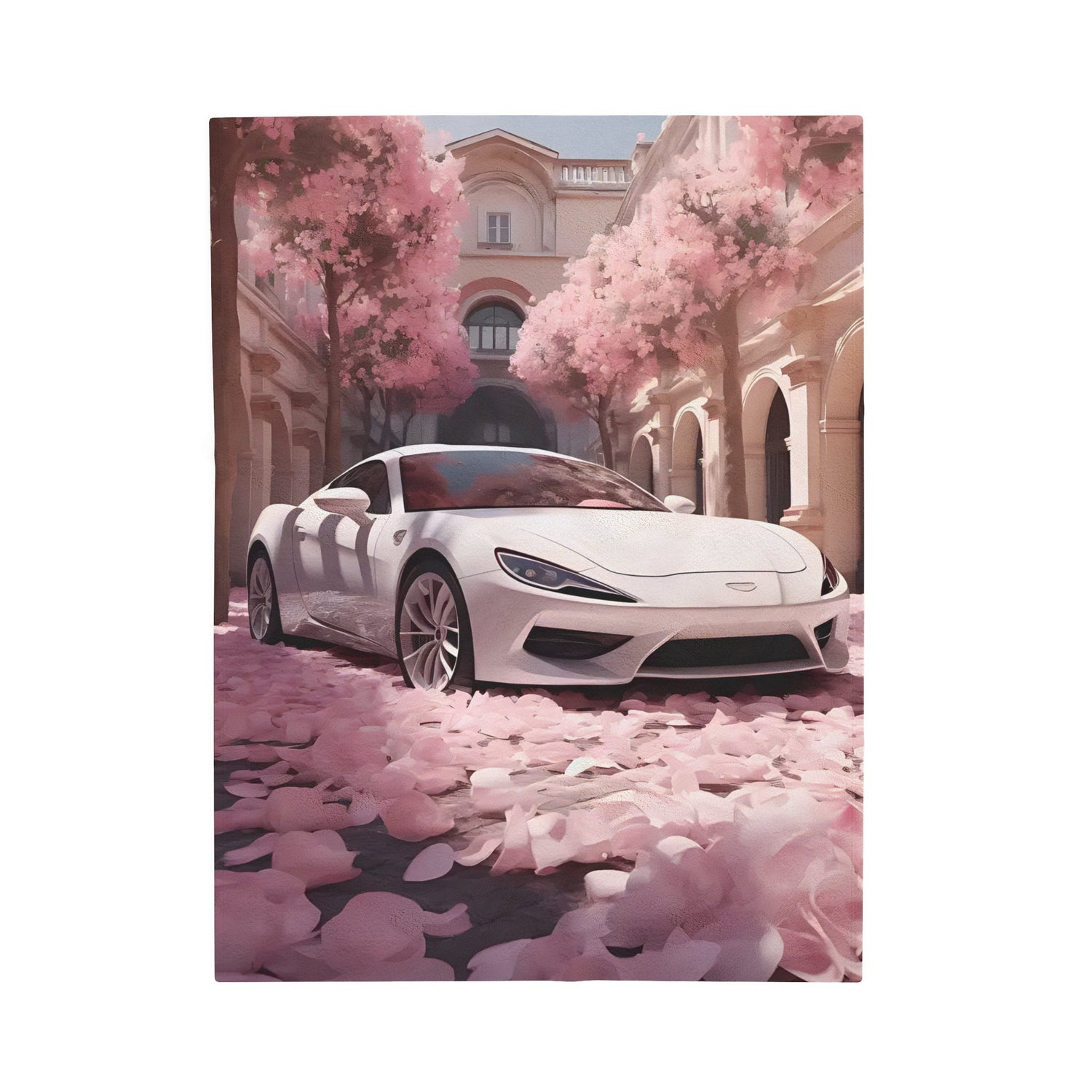 Velveteen Plush Blanket, White Lamborghini Valentines lover soft shade of pink stylish winter warm cozy couch bed throw great for wifey