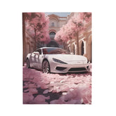 Velveteen Plush Blanket, White Lamborghini Valentines lover soft shade of pink stylish winter warm cozy couch bed throw great for wifey