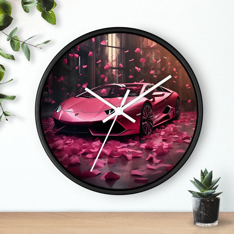 Wall Clock, Hot Pink Lamborghini modern stylish wall art room decor great gift for car lover