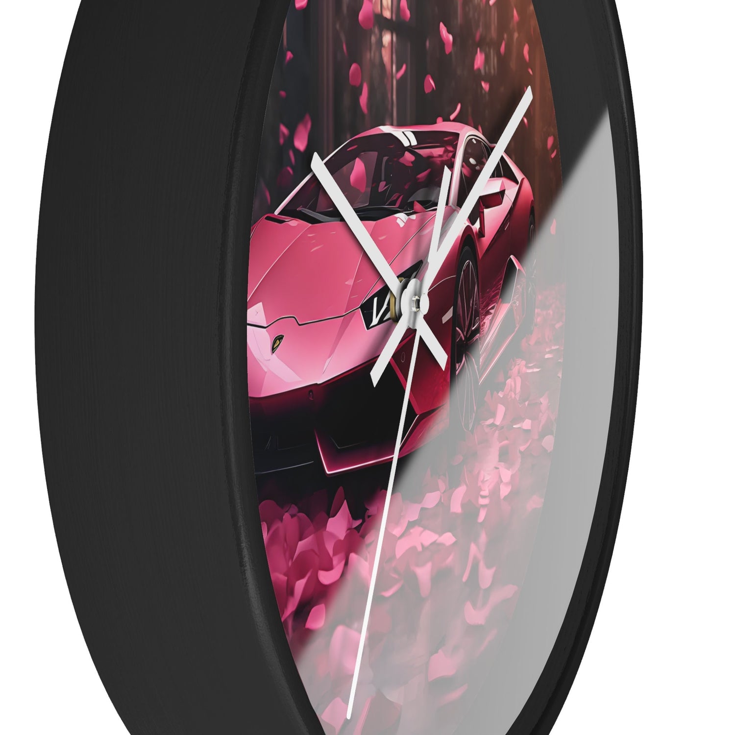 Wall Clock, Hot Pink Lamborghini modern stylish wall art room decor great gift for car lover