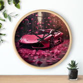 Wall Clock, Hot Pink Lamborghini modern stylish wall art room decor great gift for car lover