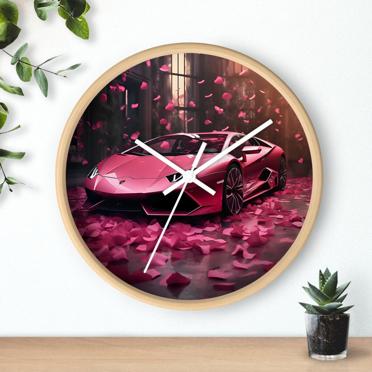 Wall Clock, Hot Pink Lamborghini modern stylish wall art room decor great gift for car lover