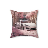 Spun Polyester Square Pillow, white exotic Lamborghini chic modern artwork stylish couch bed dorm room cushion entryway throw pillow display