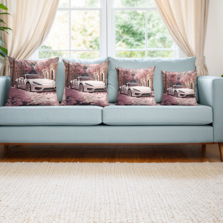 Spun Polyester Square Pillow, white exotic Lamborghini chic modern artwork stylish couch bed dorm room cushion entryway throw pillow display