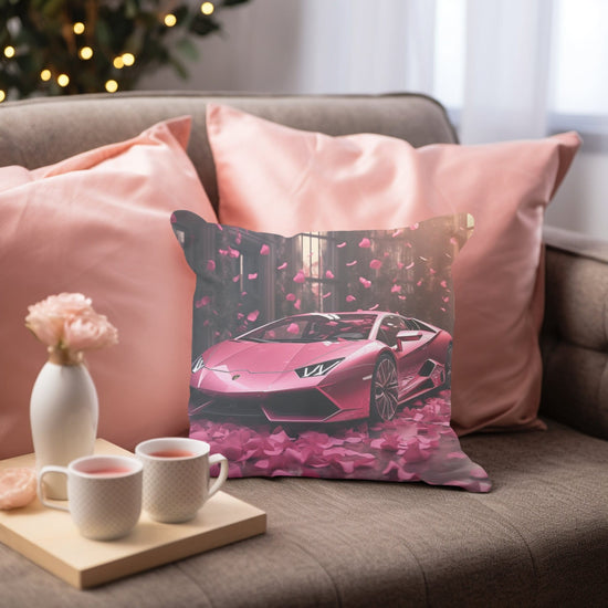 Spun Polyester Square Pillow, Hot Pink Pillow, Valentine Day Pillow, Pink Lamborghini Art, Couch Pillow, Bedroom pillow, Modern Throw Pillow
