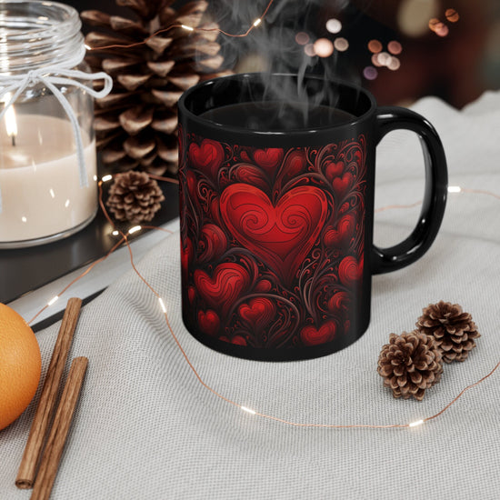 11oz Black Mug, Hot Valentines Mug, Love coffee Mug, Wife Valentines gift, Designed tea mug, Hot water Mug, gift for Lover