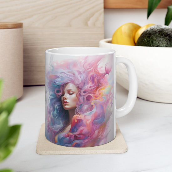 Ceramic Mug 11oz, Artful coffe mug, Art Deco Designs, Women Portrait, Designer mug, MultiColor gift item, Eccentric Mug, Unique gift