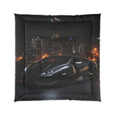 Comforter, Black Lamborghini Comforter, Stylish Bed Spread, Teen Room Decor, Quilted Coverlet, Large Fluffy Bed Blanket