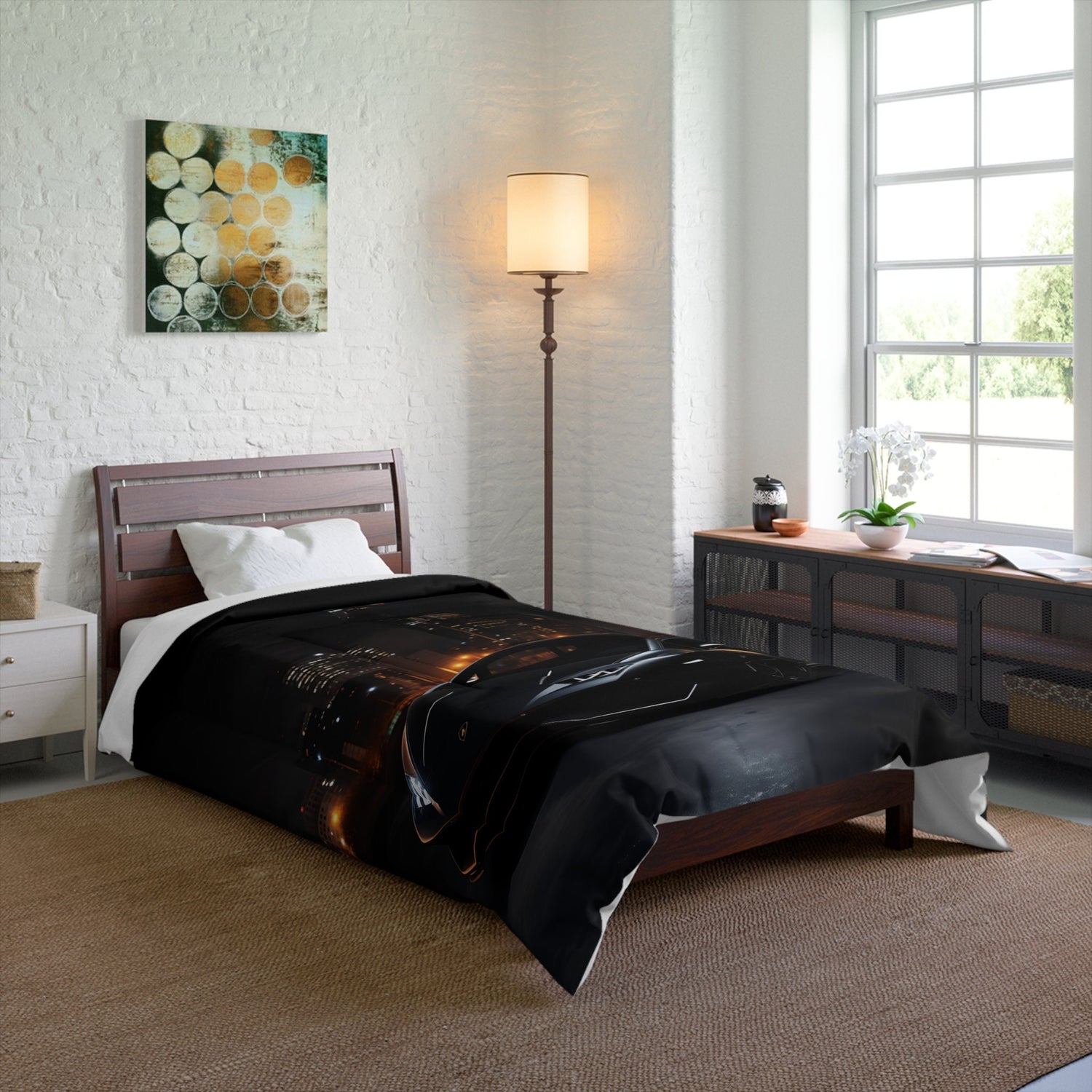 Comforter, Black Lamborghini Comforter, Stylish Bed Spread, Teen Room Decor, Quilted Coverlet, Large Fluffy Bed Blanket