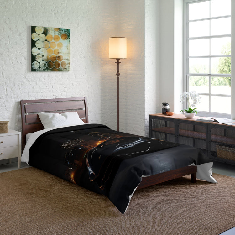 Comforter, Black Lamborghini Comforter, Stylish Bed Spread, Teen Room Decor, Quilted Coverlet, Large Fluffy Bed Blanket