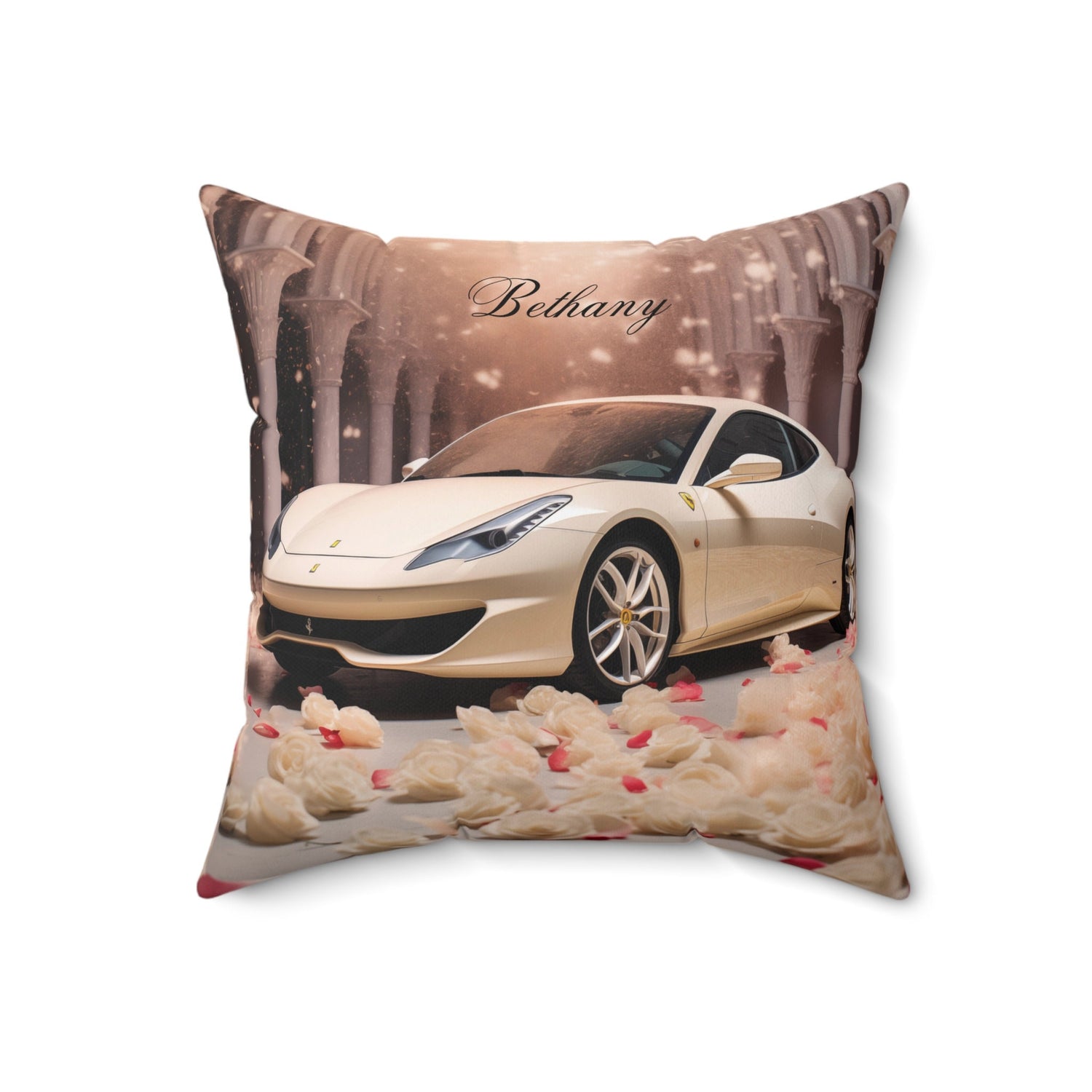 Spun Polyester Square Pillow, Personalized Ferrari Pillow, Stylish couch pillow, designer bed pillow, pretty bedroom decor