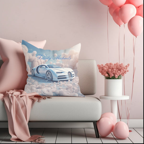 Spun Polyester Square Pillow, personalized pretty stylish Bugatti custom designer couch and bed accent throw pillow.