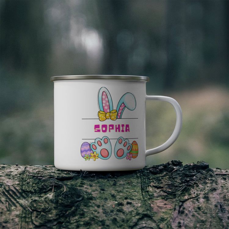 Enamel Camping Mug, Personalized Colorful Easter Mug, Child Juice Cup, adorable kids mug, Springtime Juice Mug