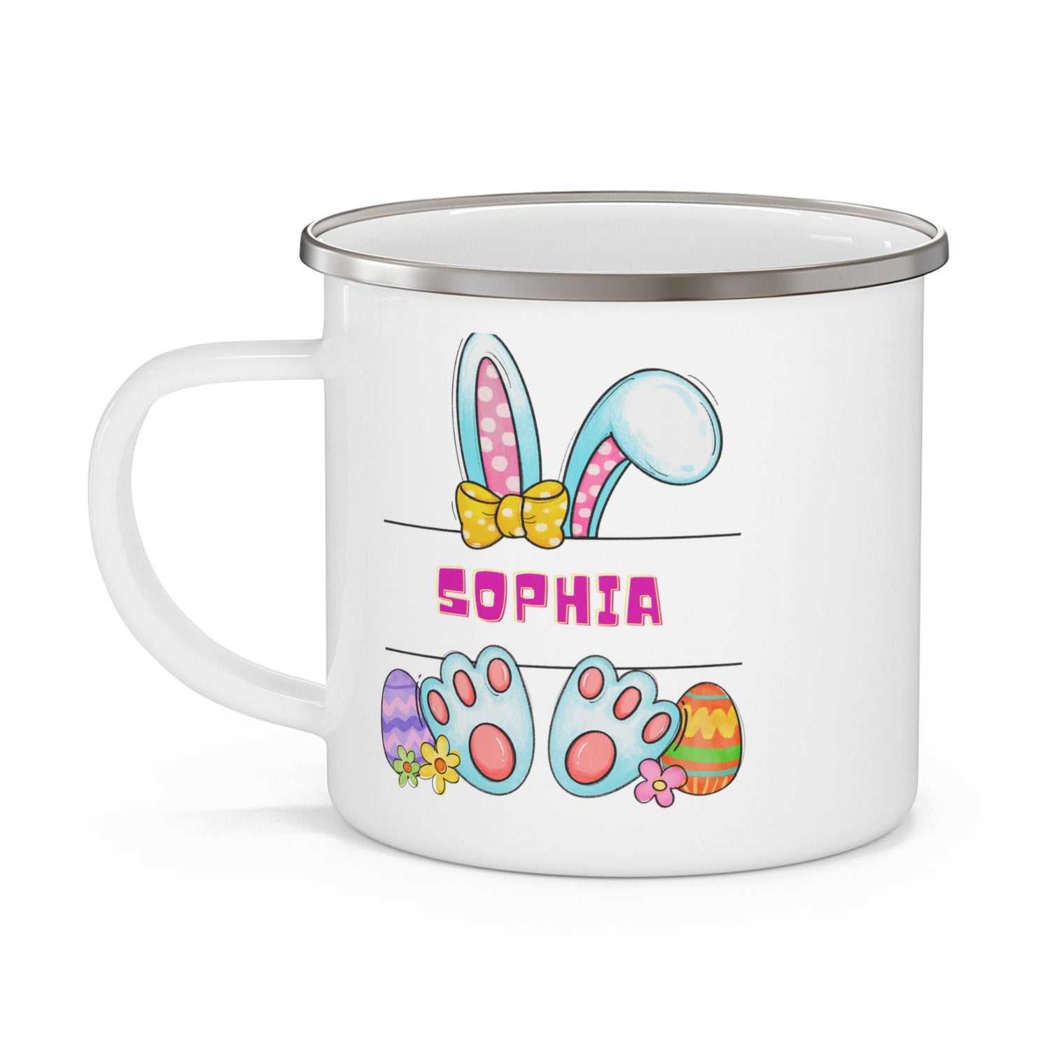 Enamel Camping Mug (B), Personalized Colorful Easter Mug, Child Juice Cup, adorable kids mug, Springtime Juice Mug