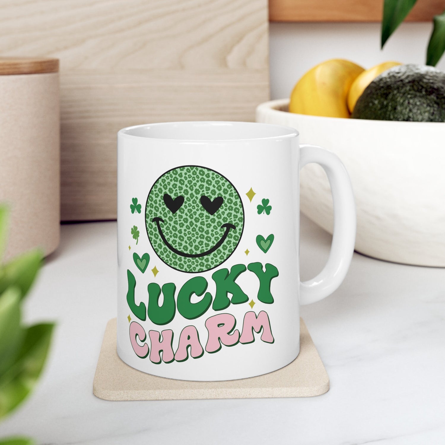 Ceramic Mug 11oz, Lucky charm mug, St. Pattys Day coffee cup, Cute Green Holiday Mug, Special Someone gift, Adorable Novelty tea cup