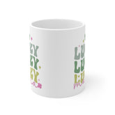 Ceramic Mug 11oz, Lucky Mama Coffee Mug, St. Patricks Day Mug, Festive Coffee Tea Mug, Gift for Mama, Shamrock Design mug
