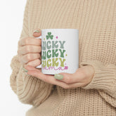 Ceramic Mug 11oz, Lucky Mama Coffee Mug, St. Patricks Day Mug, Festive Coffee Tea Mug, Gift for Mama, Shamrock Design mug