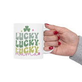 Ceramic Mug 11oz, Lucky Mama Coffee Mug, St. Patricks Day Mug, Festive Coffee Tea Mug, Gift for Mama, Shamrock Design mug