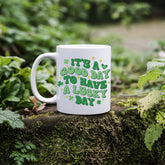 Ceramic Mug 11oz, Lucky Day Coffee Mug, St Pattys Day Mug, Green Clovers, Positive Kitchenware, Good Day Festive Decor